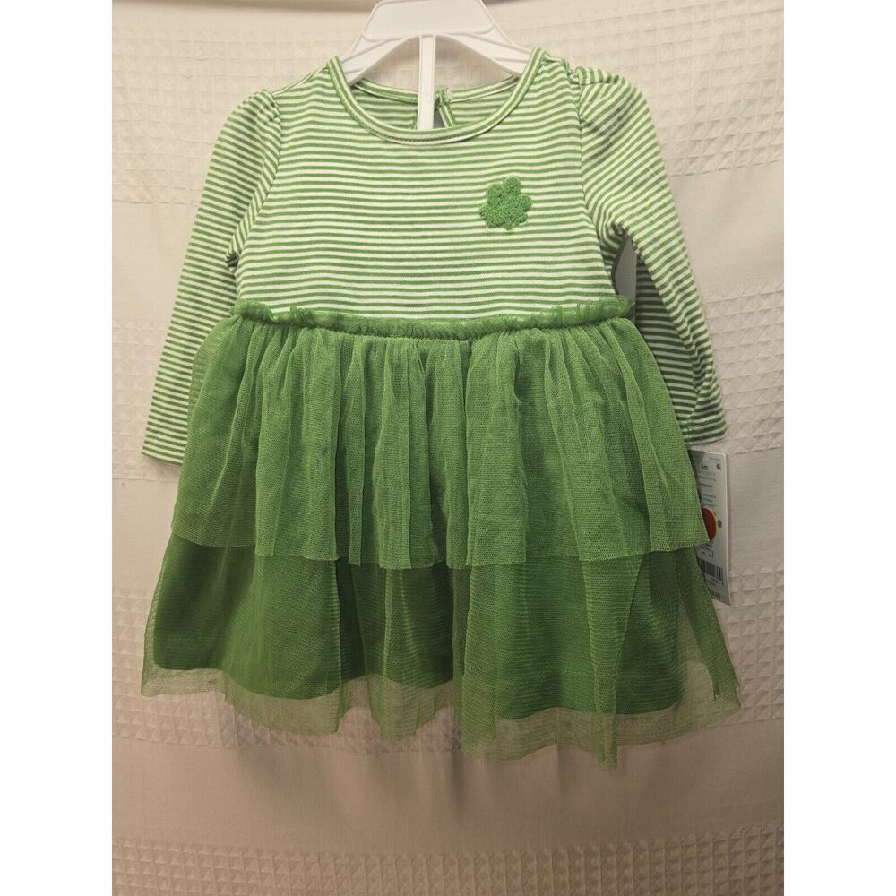 Carter Green Stripe 2 Piece Dress With Shamrock Patch Size 6 Months